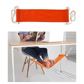 Home-organizer Tech Portable Adjustable Foot Hammock for Corner Desk Office Foot Rest Mini Under Desk Foot Rest Hammock for Home, Office, Airplane, Travel, Study and Relaxing (Orange)