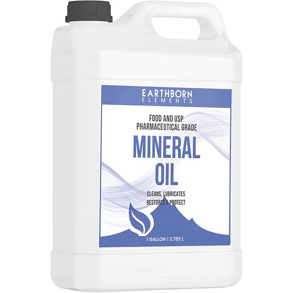 Mineral Oil (1 Gallon) by Earthborn Elements, Food & USP Grade, for Cutting Boards, Butcher Blocks, Counter Tops, Wooden Utensils