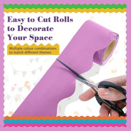 6 Rollos Bordes Coloridos de 196.8 Pies para Tablón de Anuncios Decoraciones de Tablón de Anuncios con Adornos Festoneados Decoración de Aula para Eegreso a Clases, oficina, biblioteca