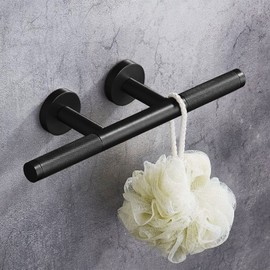 Sanliv Shower Foot Rest for Shaving Legs,Wall Mounted Shower Step Foot Stool,Knurled Brass Bar Foot Ledge for Inside SPA Bathrooms,Matte Black