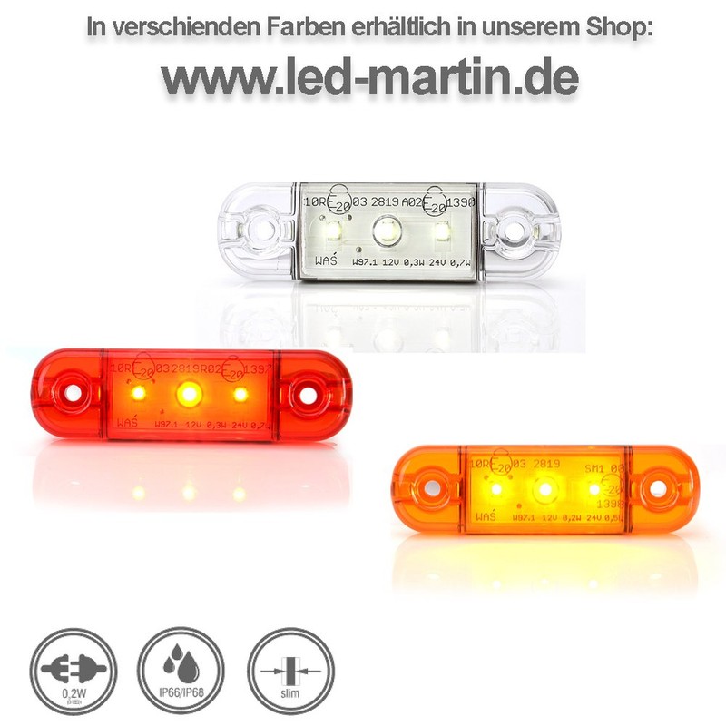 Set of Outline Marker Lamp Red 12 V/24 V Side