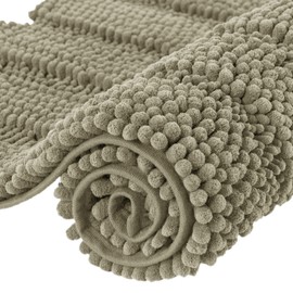 subrtex Bath Mats for Bathroom Non Slip Luxury Chenille Striped Bath Rug(40x60cm,Sand)