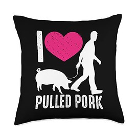 Cool I Love Pulled Pork | Funny Smoked Meat BBQ Eater Gift Throw Pillow