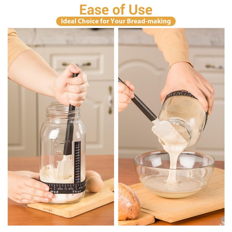 50oz Large Sourdough Starter Jar Glass Kit Wide Mouth with