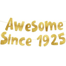 Awesome Since 1925 Gold Glitter Banner - 100th Birthday Party Decorations