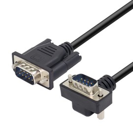 RIIEYOCA 90 Degree DB9 RS232 Serial Cable, Down Angled DB9 Male to Male Adapters Cable for Data Communication 0.5M (D)