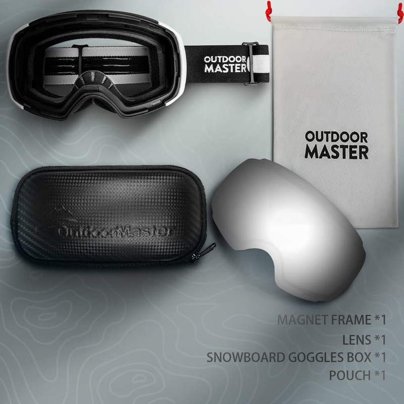 OutdoorMaster Ski Goggles PRO - Frameless, Interchangeable Lens 100% UV400