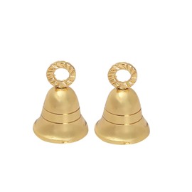 Plain and Embossed Gold Indian Brass Bells Jingle Bells Home Door Décor Crafts Bells Christmas Decor Bells Pet Bells Christmas Craft Bells in Various Size and Set. (Plain, 2)