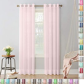 Megachest pair of sheer voile RING top (blush, 56" wideX108 drop(W142cmXH274cm))