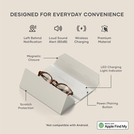 Satechi FindAll Smart Glasses Case with Find My, Foldable & Portable, Wireless Rechargeable, Left-Behind Alerts, Loud Audible Chime, Compatible with Most Glasses & XR/AR Glasses – Sand