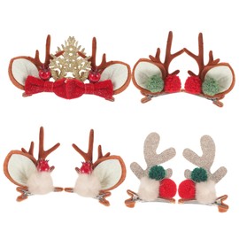 LIFKOME Reindeer Hair Clips Set 4 Pieces Christmas Deer Antler Clips Hair Accessories Festive Holiday Barrettes