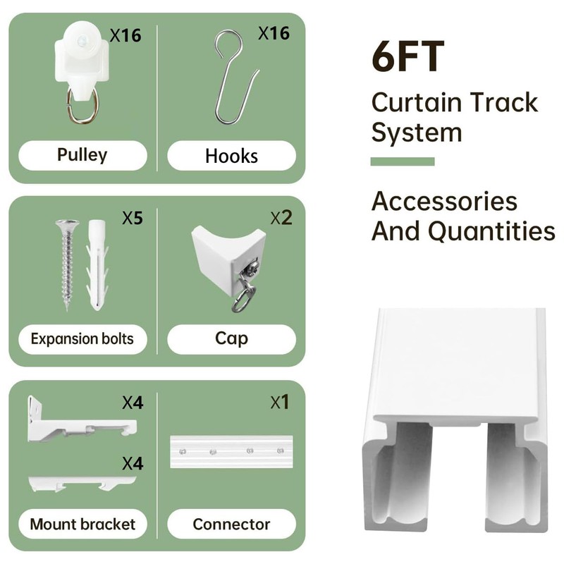 MaKefeile Curtain Tracks Ceiling Wall Mounted Heavy-Duty Curtains Rails Room