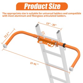 Aluminum Ladder Stabilizer for Roof Gutter Cleaning with Tool Tray, Heavy Duty Extended Ladder Accessories, Ladder Stand-Off Wing Span with Non-Slip Rubber Bottom Pad