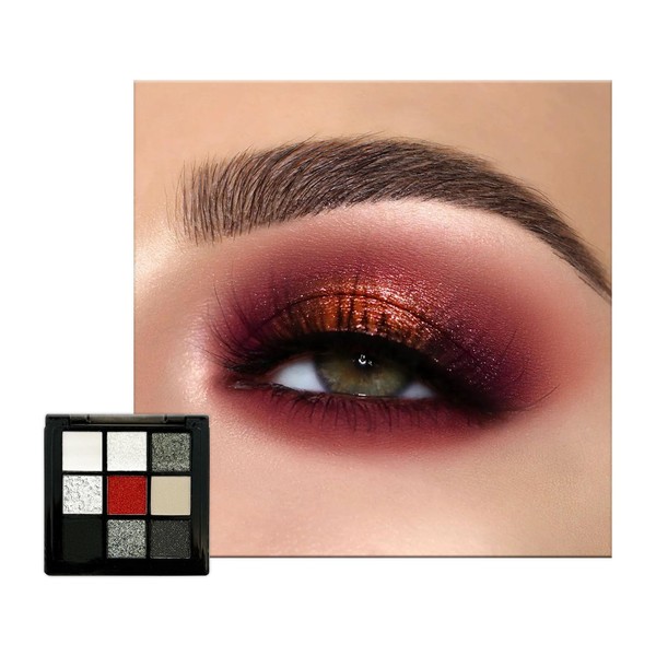 Smoky Eyeshadow Palette, 9 Colour Black Matte Eye Shadow, Grey