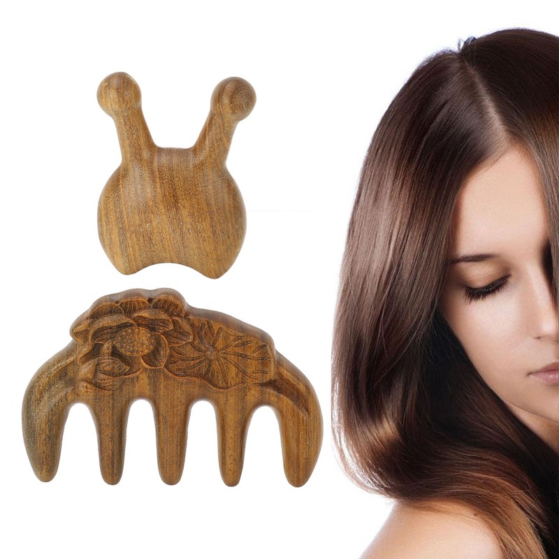 Massage Hair Comb Head Scalp Meridian Comb Y Shape Wooden