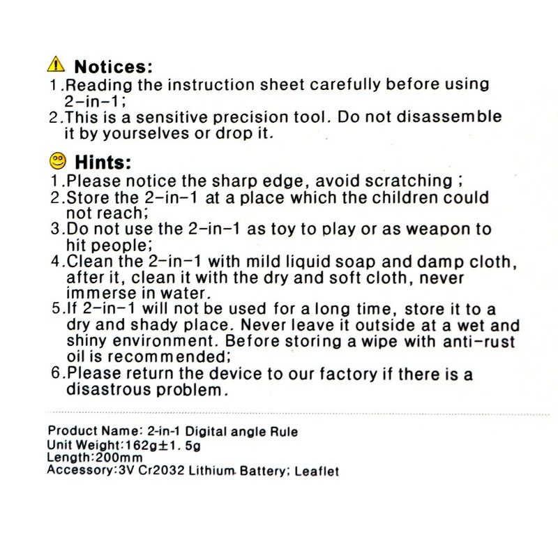 Malayas Digital Angle Finder Ruler 8 inch/200mm Digital Protractor with