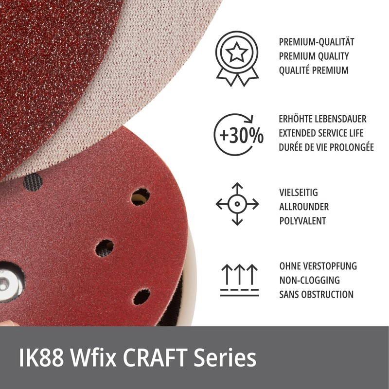 Wfix Craft IK88 Sanding Discs 150 mm Velcro with 15-Hole