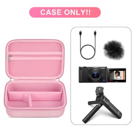 BOVKE Tragetasche für Sony ZV-1.ZV-1F.ZV-1 II Vlog Digitalkamera Bluetooth Griff Vlogger Zubehör Kit für Vlogger YouTube Live Video Streaming, Mesh Tasche für USB Kabel Ladegerät, Pink