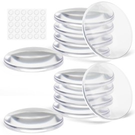 BukSuk 12 Pieces Door Stoppers for Wall, 2'' Door Stoppers, Clear Door Knob Wall Protector, Door Stops with Cabinet Door Bumpers, Washable & Reusable Wall Protectors, Self Adhesive (12 Pcs)