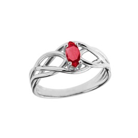 Claddagh Gold Exquisite Sterling Silver Ruby Celtic Knot Engagement/Promise Ring (7)