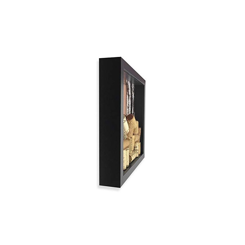 Wine Cork Shadow Box, Farmhouse Glam, Black & Rose Gold,