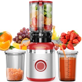 GlowWise Slow Cold Press Masticating Juicer Machines for Whole Fruits & Vegetables, 4.35" Large Feeding Chute, Ultra Quiet & Easy Clean for Home Kitchens, High Nutrient Extraction
