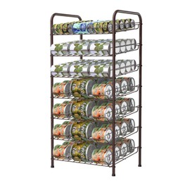 Vrisa Can Organizer for Pantry 7-tier Can Dispenser Rack Holde up to 84 Cans Multifunctional Can Holder for Canned Food Storage Kitchen Cabinet or Pantry Shelf Rustic Brown