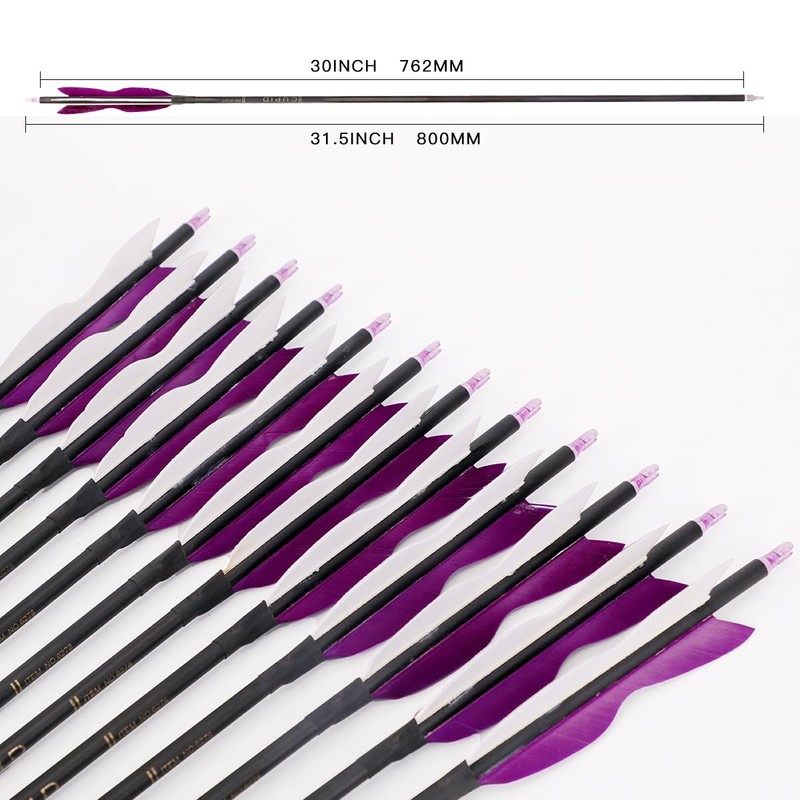 LWANO 31" Carbon Hunting Arrows Archery Target Practice Arrows with