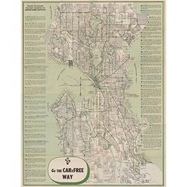 Historic Pictoric Map - Seattle, Seattle Transit Map 1956 Railroad Cartography - Vintage Poster Art Reproduction - 18in x 24in