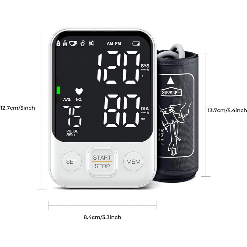 Blood Pressure Monitor Upper Arm Machine Accurate Adjustable BP Cuff