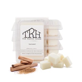 The Rustic House Hand Made Scented Soy Wax Melts Signature Collection | Long Lasting Wax Melts Wax Cubes | Flame Free Soy Wax Candle Melts, 6 Pieces, Teakwood