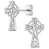 Suplight 925 Stelring Silver Celtic Cross Earrings Irish Jewelry Dainty