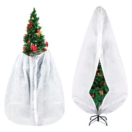 Christmas Tree Storage Bag,6.6ft(W) x9.2ft(H) x52in(Dia),Fits Up to 9 ft Tall Artificial Tree,Xmas Tree Cover Upright Tree Dust Proof Bag with Zipper & Drawstring,Holiday Decorated Trees Cover(White)