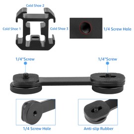 Cold Shoe Holder 1/4 Cold Shoe Extension Hot Shoe Adapter Hot Shoe Mount Camera Shoe Mount Triple Hot Shoe Adapter ChromLives 1/4 Inch Screw Adapter Compatible with DJI OM4/Osmo Zhiyun