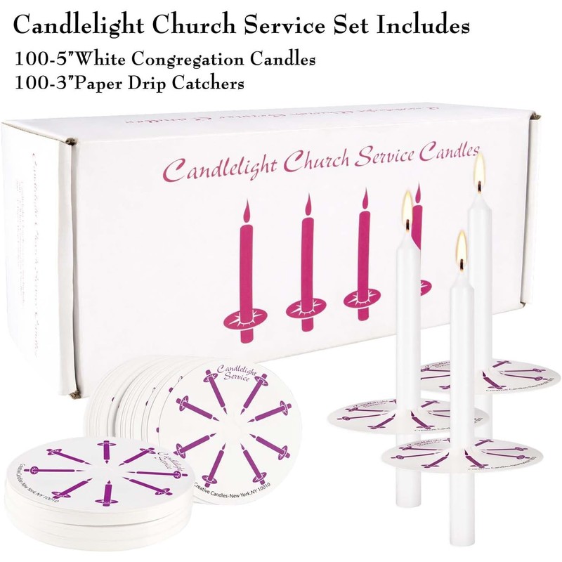 YOROXRG 200 pcs Church Candles with Drip Protectors for Devotional