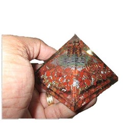 Jet International Exquisite A ++ Red Jasper Flower of Life Chakra Orgone Pyramid Crystal Gemstones Copper Metal Mix Rare Healing Positive Energy Tetrahedral Sacred Geometry Memory
