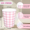 JCTHKUKU 100 Pcs Gingham Paper Drinking Cups, Pink Checkered Disposable