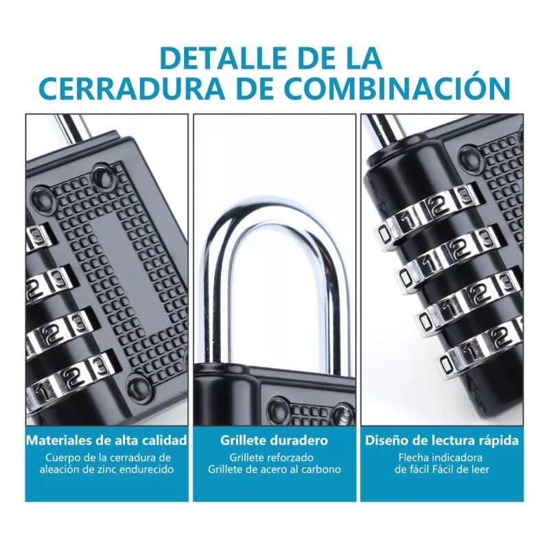 BSOON Candado De Combinación De 3 Piezas Con Seguridad De
