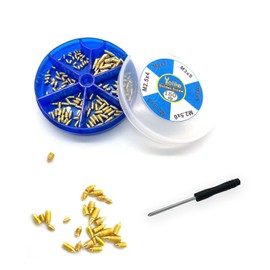 150 Pcs Nickel Plated Tip Screws for Leather Accessories - 6 Sizes Belt Screws Include M23, M2.54, M2.55, M2.56, M35, M38 With 2mm Screwdriver for Belt Buckle, Wallet, Handbag, Purse - Gold