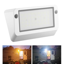 WanDwel 1400LM LED RV Exterior Porch Light - Aluminum Utility Camper Lighting Fixture with Clear/Amber Color 12V IP67 Outdoor Floodlight Replacement for Trailer, 5th Wheels (No Switch)