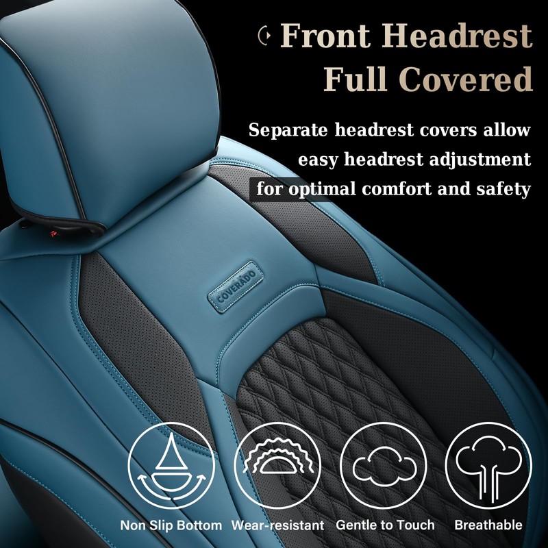 Coverado Blue Front Seat Covers for F150, Full Coverage Waterproof