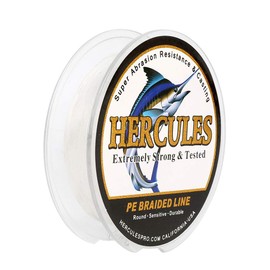 HERCULES Super Strong 100M 109 Yards Braided Fishing Line 80 LB Test for Saltwater Freshwater PE Braid Fish Lines 4 Strands - White, 80LB (36.3KG), 0.48MM