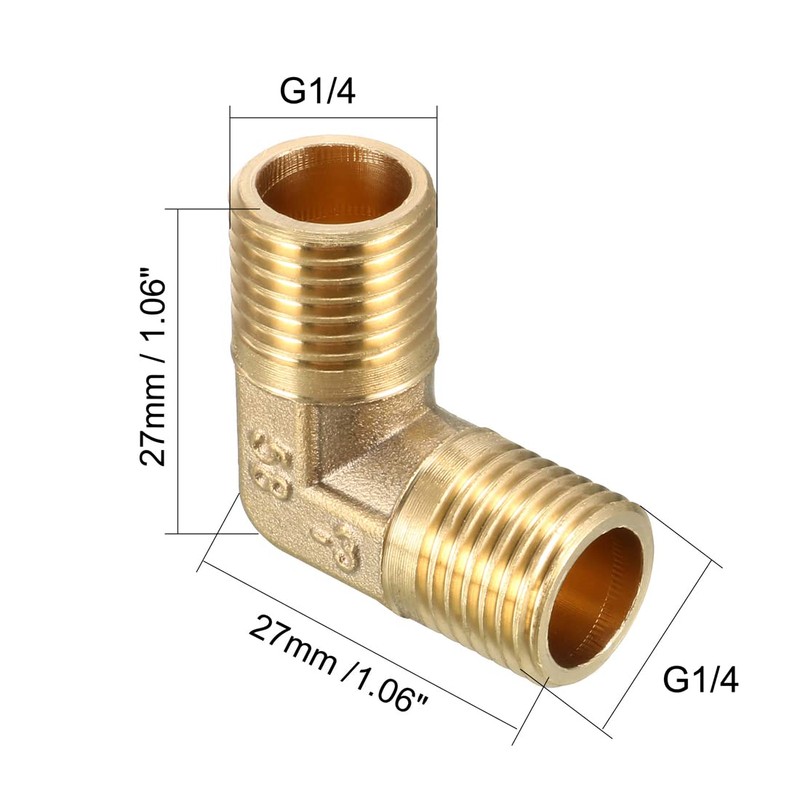 sourcing map Elbow Pipe Fitting 90 Degree G1/4 Outer x