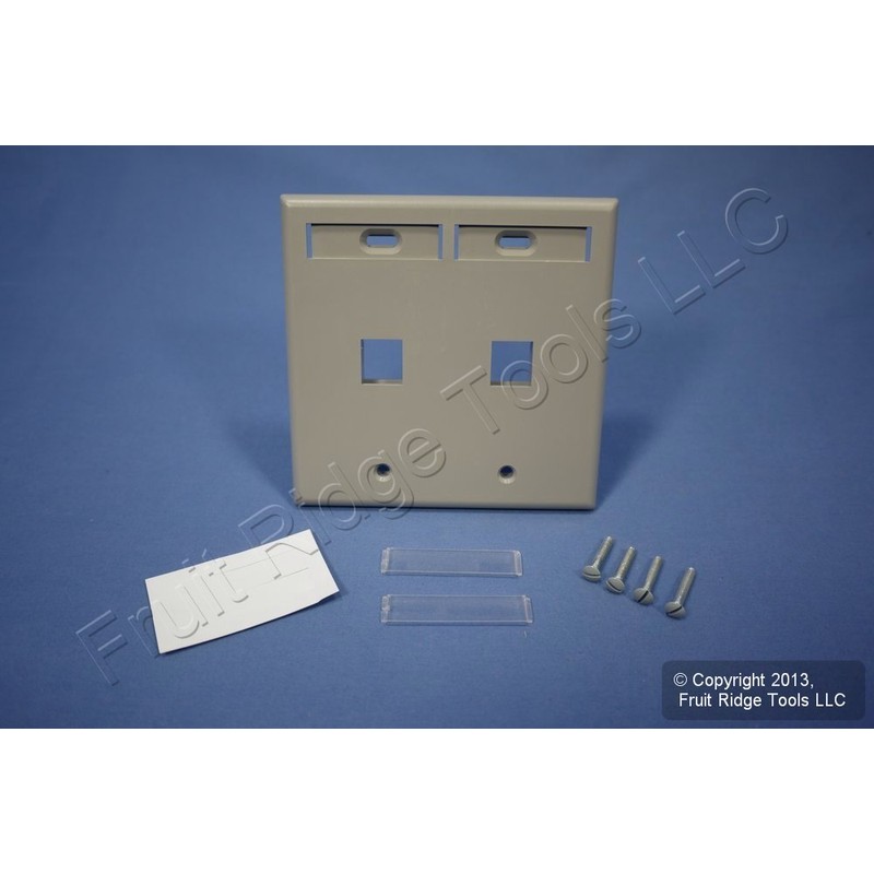 Leviton 2-Port Dual Gang QuickPort Wallplate with ID Windows, 42080-2GP,