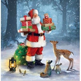 Noel Tatt Charity Christmas Cards Pack of 10 - Charity Christmas Cards with Santa and Snowy Animals Design - Eco-Friendly Xmas Cards Multipack with Envelopes