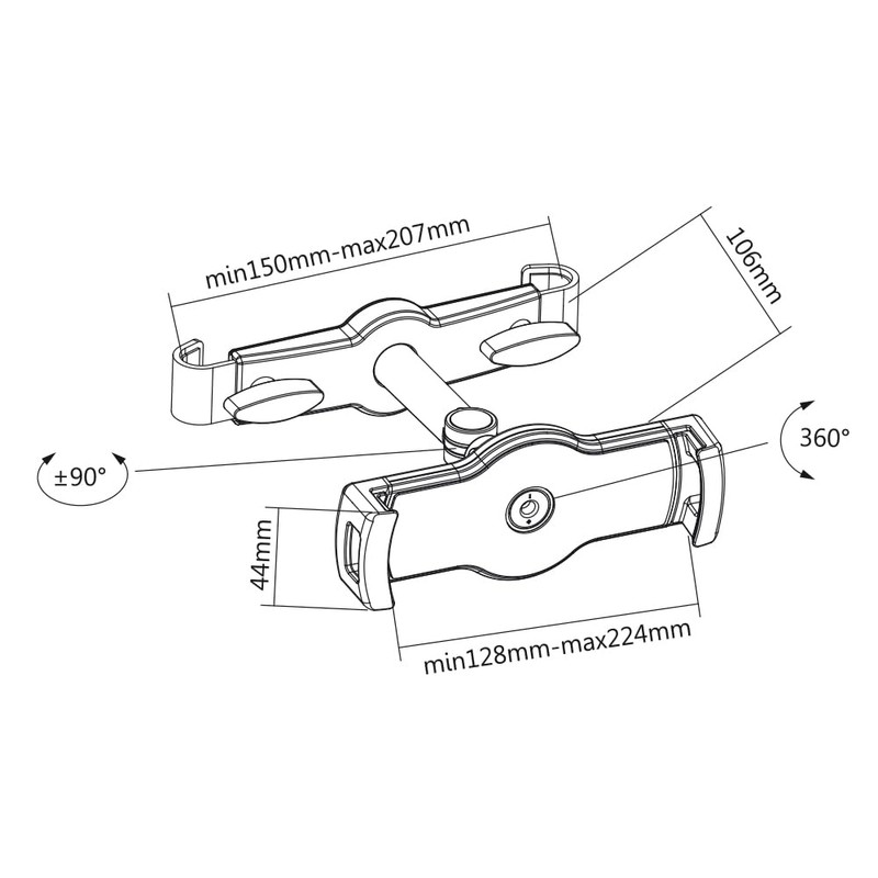 My Wall HT 3 L Tablet Headrest Mount Universal 11.9