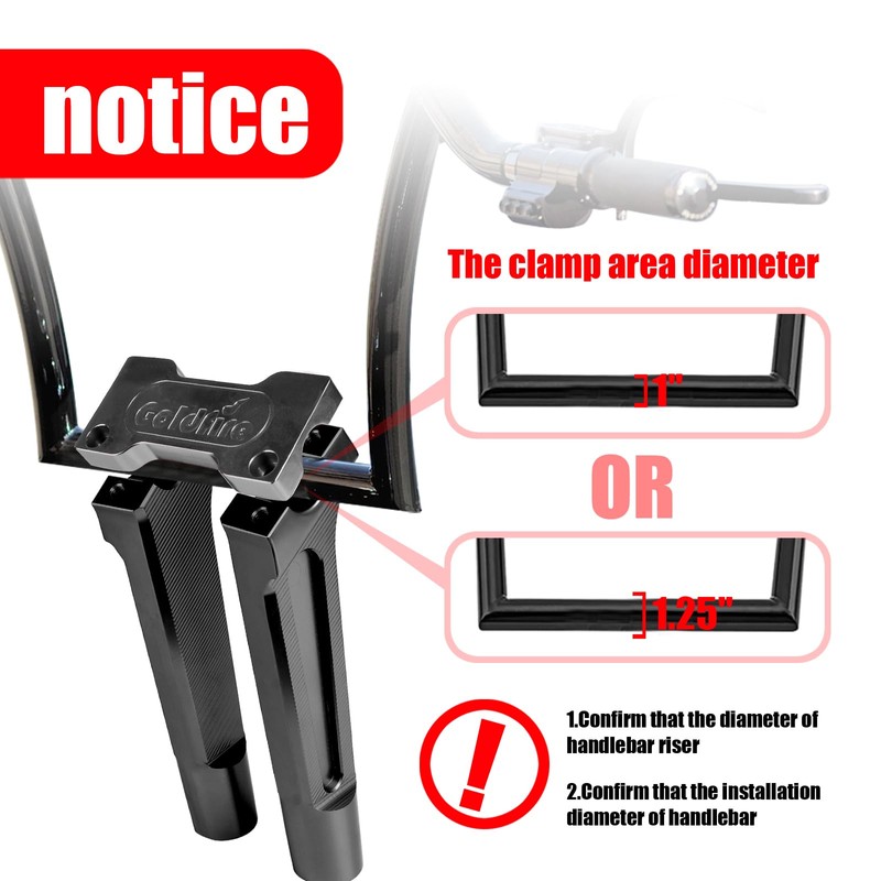Motorcycle Handlebar Risers, 6" Straight Challenger Riser Extension Kit, 1''