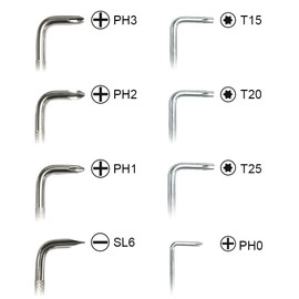 Mulaibdin 6 Pcs Offset Screwdriver Set PH0/PH1/PH2/T20/T25 Head Screwdriver Set with Magnetic Z Type Screw Drive with Phillips and Flat Head