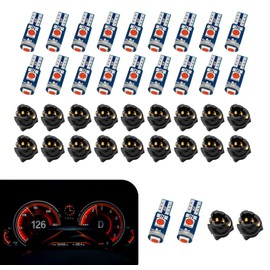 20PCS 74 Led Bulb Dash Lights Super Bright, T5 37 74 LED Bulb with Twist Lock Socket PC74 PC37, Dashboard Lights, Automotive Instrument Panel Light Kits, Replacement Interior Bulbs (Red)