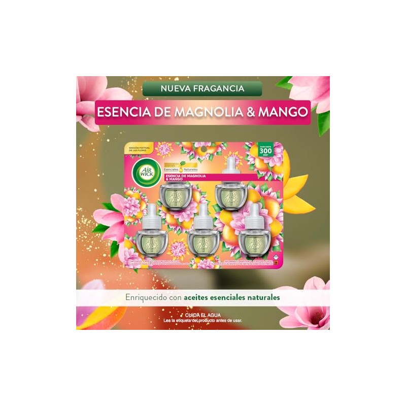 Airwick® Aromatizante de Ambiente Continuo, 5 repuestos, Esencia de Magnolia